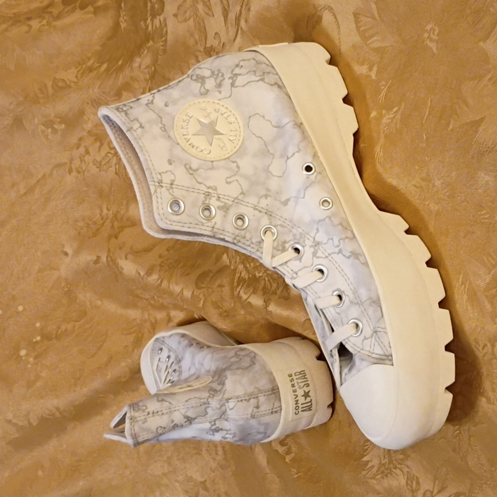 CONVERSE Platform Women's High-Top Gray Marble and White Women's 11.0 Men 9.0 - Picture 1 of 12